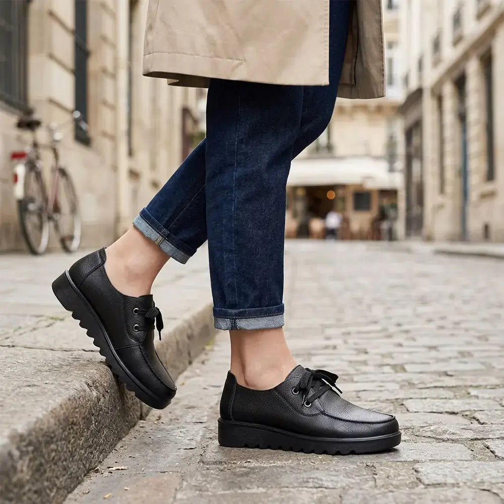 【35-41】👞Női fűzős mokaszinok puha talppal – kényelmes mindennapi sétacipők – könnyű és lélegző lábbelik időseknek