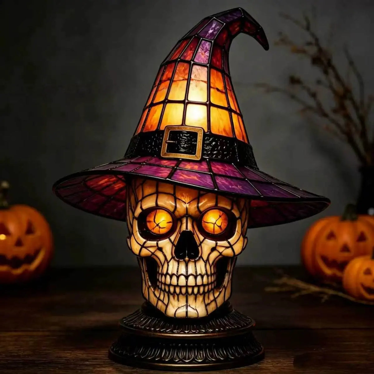 💥 50% kedvezmény! 🔥 Gótikus Halloweeni Boszorkány és Macska asztali lámpa