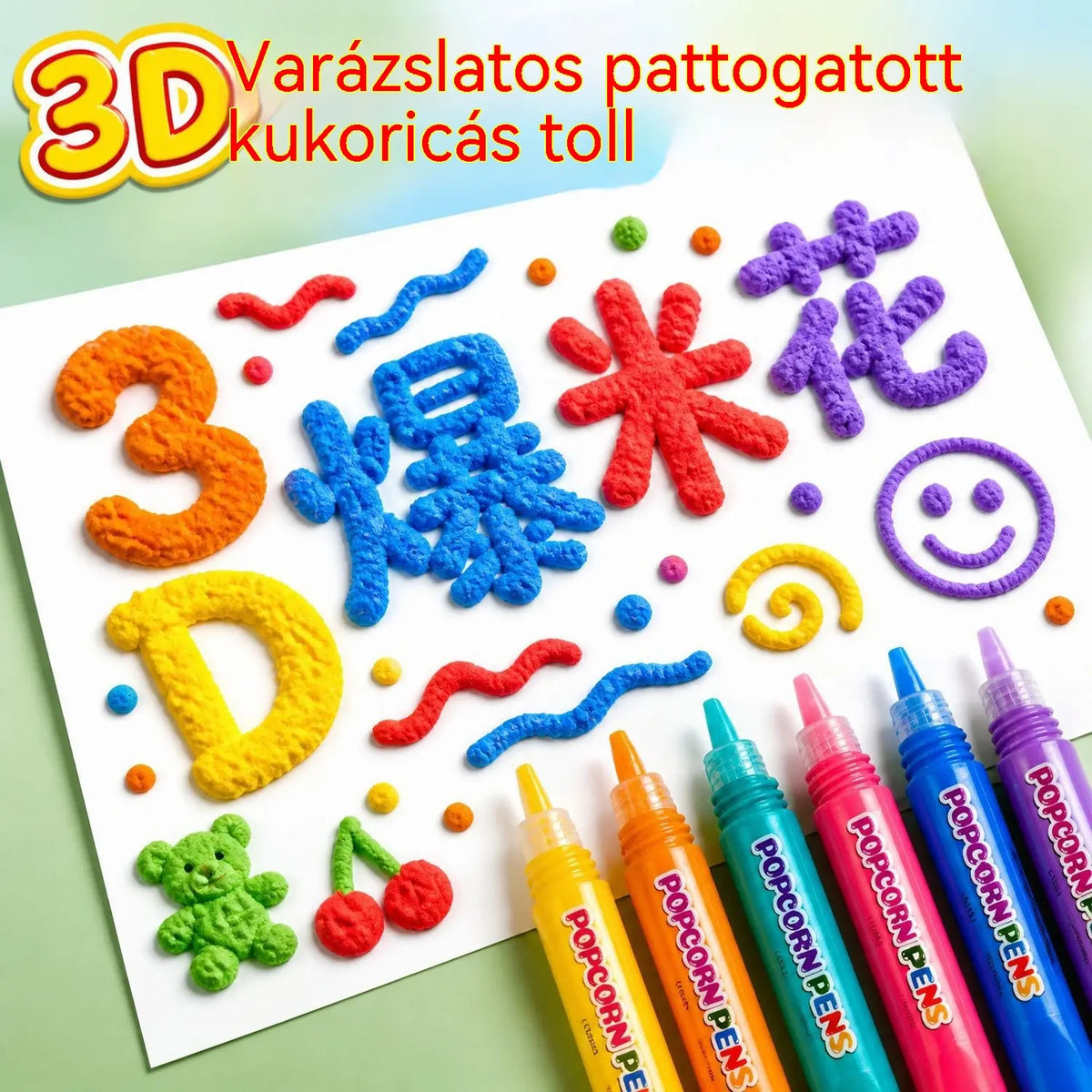 👨‍👩‍👧 3D dombormű művész toll – Biztonságos családi kreativitás ✨