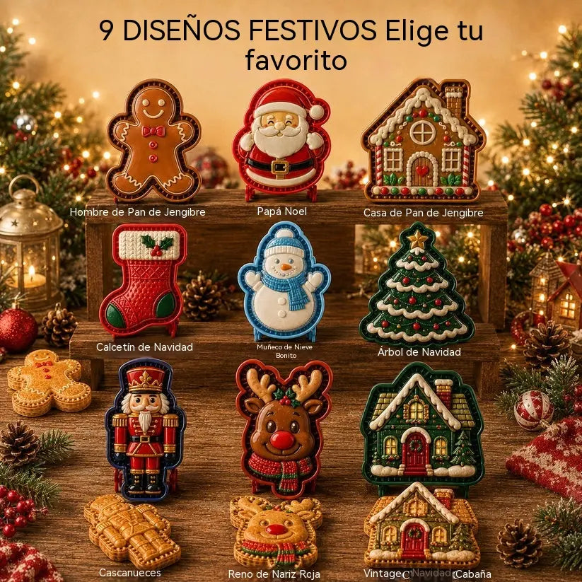 ⌛ 🥧🎄Mini karácsonyi tortaforma-kollekció 9 dizájnnal | 🫎Újrafelhasználható dombornyomott formák részletes karácsonyi torták készítéséhez Mikulás, hóember, rénszarvas és karácsonyfa formájában⛄
