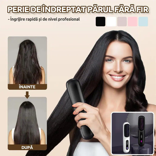 💇‍♀️【Un periaj = păr drept】Pieptene portabil pentru îndreptarea părului cu ioni negativi
