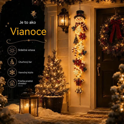 🎄 Vianočná svietiaca dekorácia na dvere MerryCascade | 6 slávnostných dizajnov, teplé svetlo, 3D detaily a priestorovo úsporný vertikálny dizajn ✨