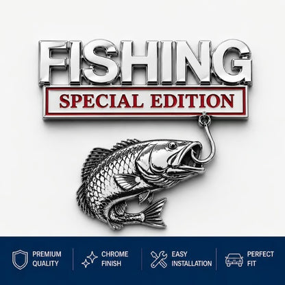 Emblema metálico para vehículo: Edición especial de pesca