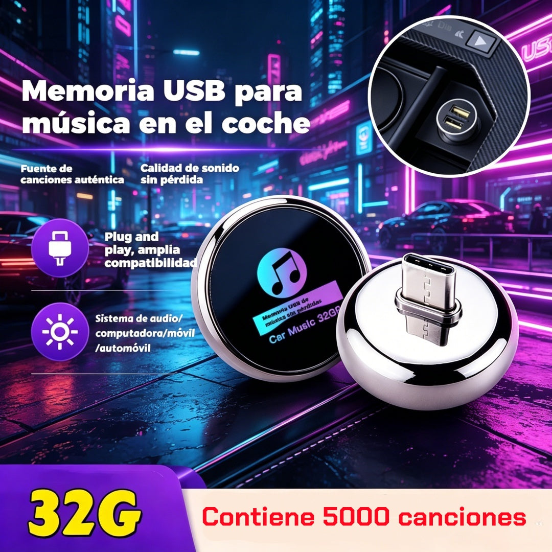 【32G】32GB метална USB флаш памет за музика в колата с качество на звука без загуби 【Съдържа 5000 песни】