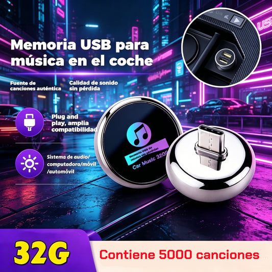 【32G】32GB метална USB флаш памет за музика в колата с качество на звука без загуби 【Съдържа 5000 песни】