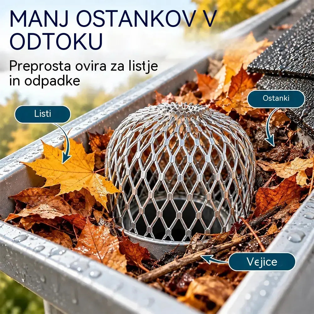 🍂 10-delni komplet za zaščito žlebov in odtočnih cevi pred zamašitvijo · Izdelano iz aluminijeve zlitine · Prilagodljiva oblika · Enostavna namestitev brez orodja!