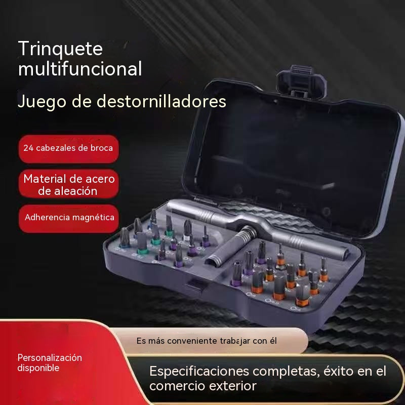 Juego de destornilladores multifuncionales de trinquete de 24 piezas, un éxito de ventas.