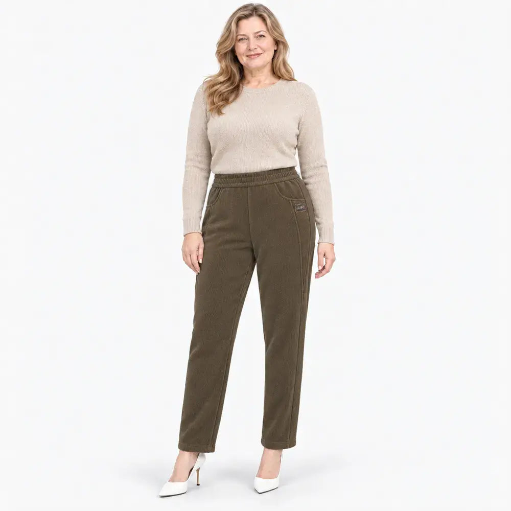 👖【S-2XL】Új női szigetelt nadrág őszre és télre – magas derekú, egyenes szárú, karcsúsító, meleg