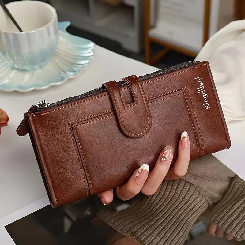 💰【Αγοράστε 1 πάρτε 1 δωρεάν】 Γυναικείο πορτοφόλι με διπλό φερμουάρ με υποδοχή πολλαπλών καρτών ρετρό γνήσιο δέρμα