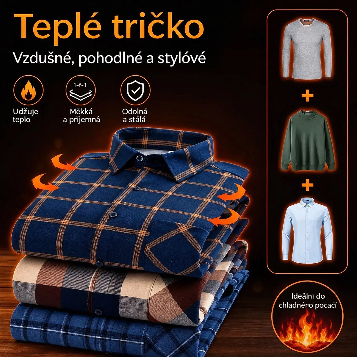 👔【Velikosti L–5XL】Nová pánská termo košile s oboustranným flísem na podzim a zimu – moderní a univerzální.