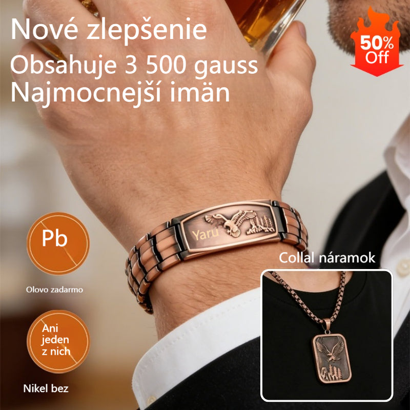 🔥【Náramok + náhrdelník】Pánske magnetické náramky s motívom orla