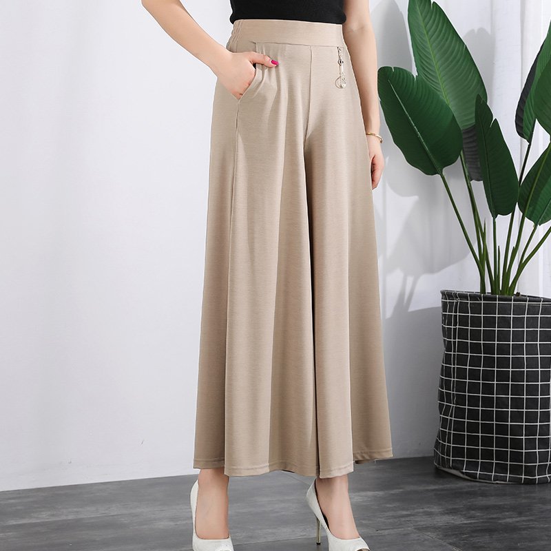 ❤️【M-5XL】2026 Nowe damskie letnie szerokie nogawki Ice Silk Cropped Pants