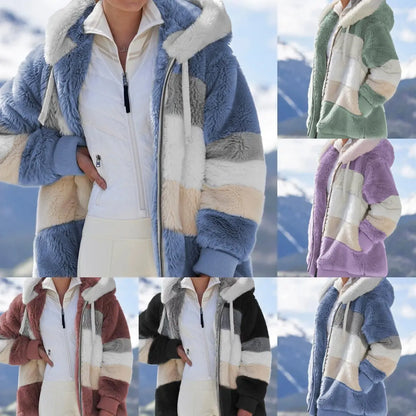 🔥 Poslední den – sleva 50 % ❄️【S–5XL】Nový dámský teplý kabát 2026 s hustou plyšovou podšívkou a designem v kombinaci barev ✅ Možnost platby na dobírku