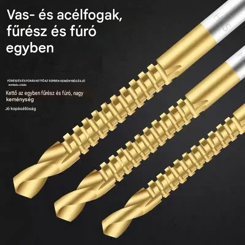 【6 részes készlet】⚙️ Csigafúró-készlet: gyorsacélból készült, titánbevonattal, különféle anyagokhoz használható 🧰