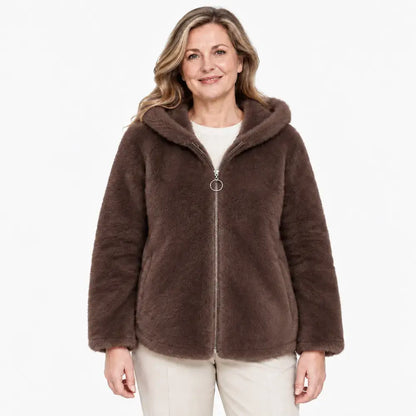 🧥【Extra nagy méret】Női kapucnis plüss kabát – puha, meleg és elegáns téli viselet