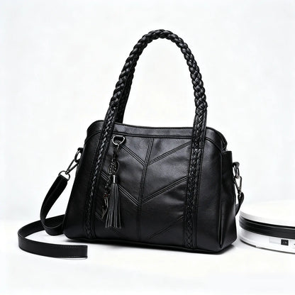 👜💟【50% ZĽAVA】Veľkoobjemová mäkká kožená kabelka s tromi priehradkami, vodeodolná a odolná voči poškriabaniu