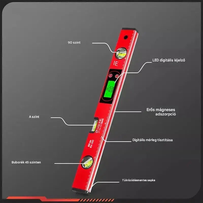 🔧📐 Többfunkciós precíziós mágneses vízmérték digitális LCD kijelzővel