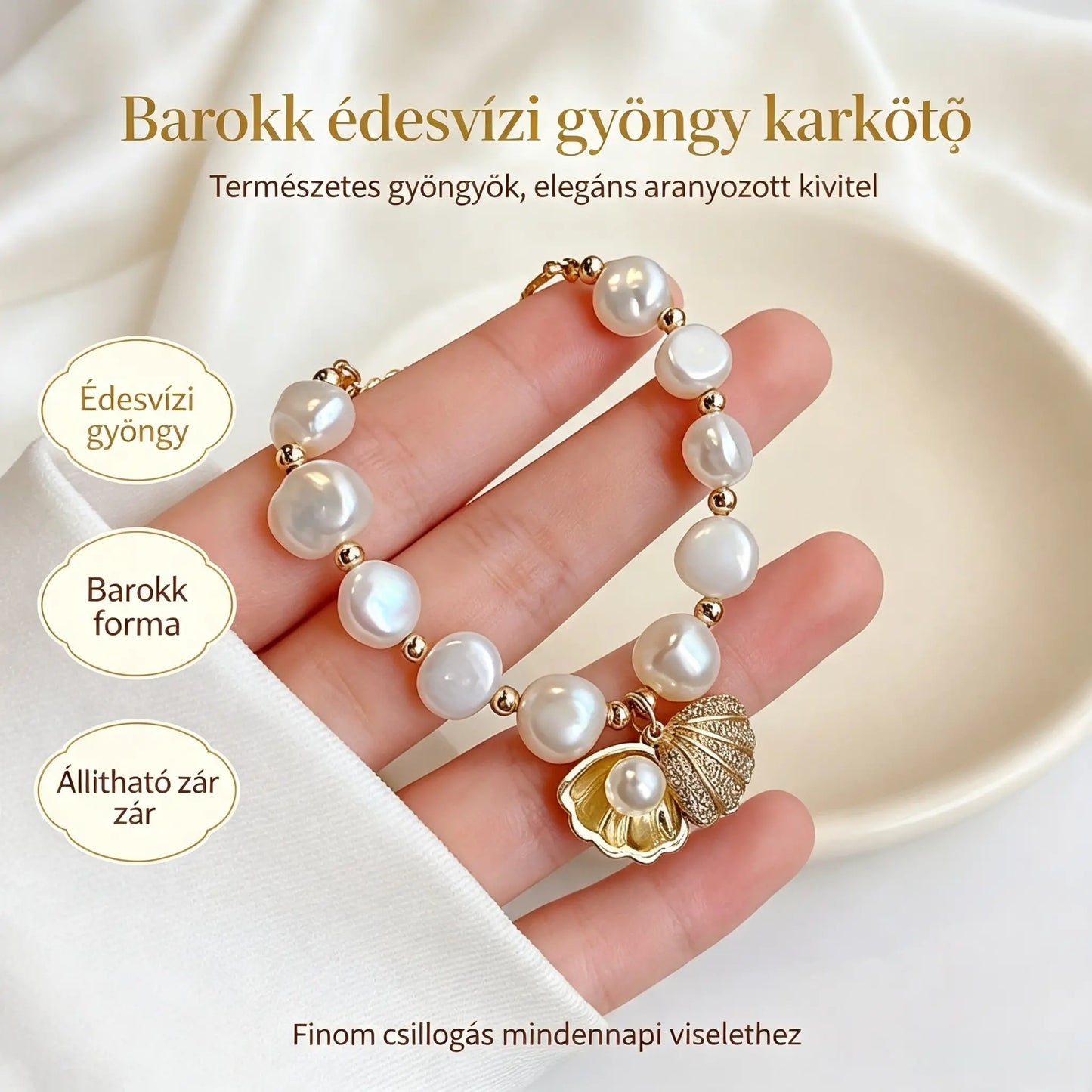 💐✨【Fő karkötő + 5 darab hozzáillő kiegészítő】Barokk édesvízi gyöngy karkötő, egy elegáns és sokoldalú, visszafogott luxusékszer.