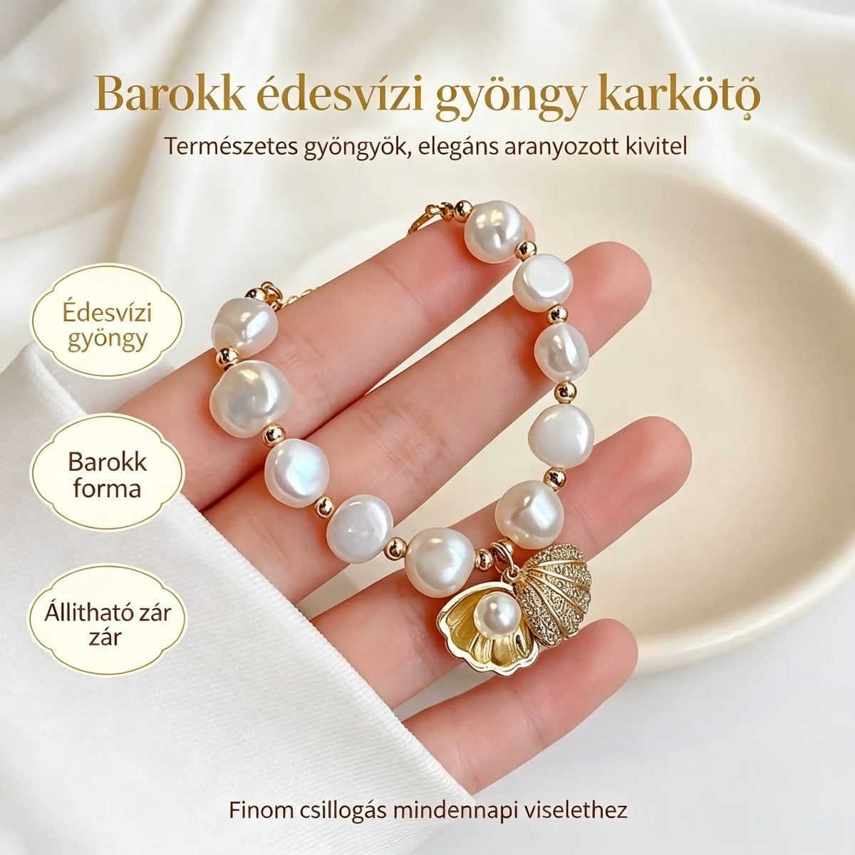💐✨【Fő karkötő + 5 darab hozzáillő kiegészítő】Barokk édesvízi gyöngy karkötő, egy elegáns és sokoldalú, visszafogott luxusékszer.