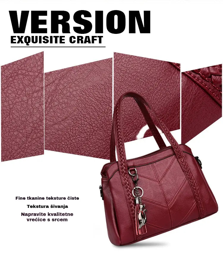 👜💟【50% POPUSTA】Mekana kožna torba, ručna torba, velikog kapaciteta, tri pretinca, vodootporna i otporna na ogrebotine