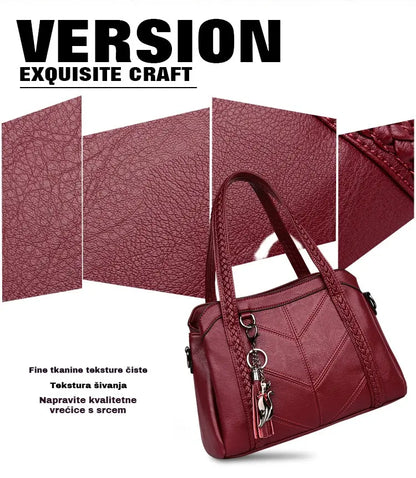 👜💟【50% POPUSTA】Mekana kožna torba, ručna torba, velikog kapaciteta, tri pretinca, vodootporna i otporna na ogrebotine