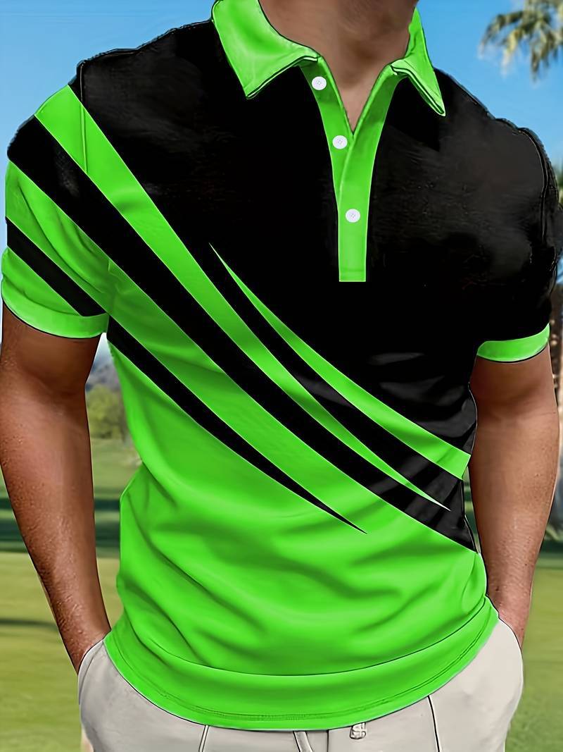 🔥👔【S-6XL】Nowa letnia męska koszulka POLO w paski z nadrukiem 3D