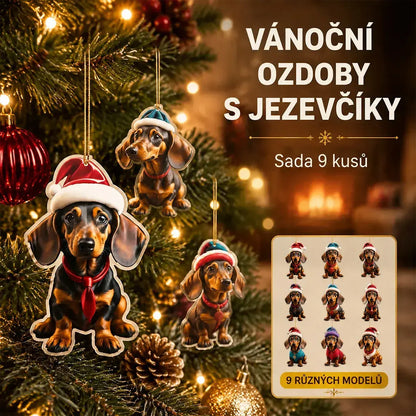 🎄【9 darab】🐕 Karácsonyfadíszek kiskutyák formájában