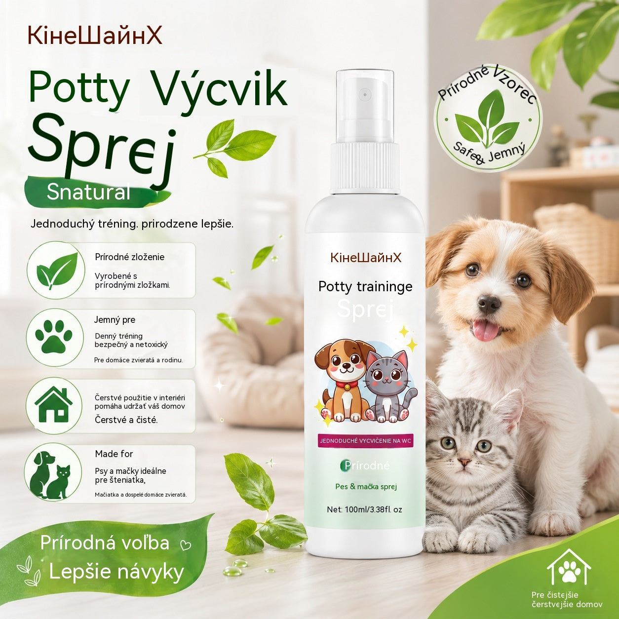 🐶🐱 Sprej na výcvik čistoty pro psy a kočky – podporuje výcvik čistoty ✨