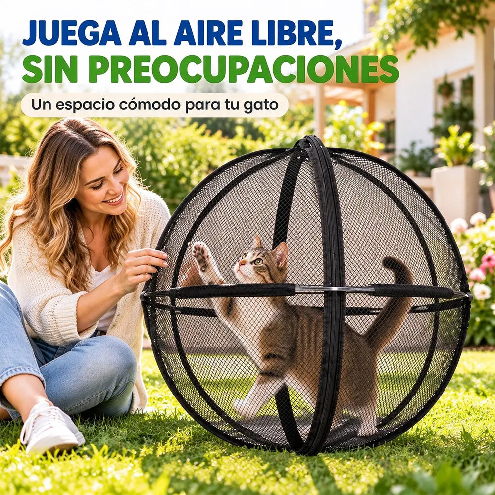 🐈 360°-os panorámás, guruló macskajátszó – Kültéri mozgásösztönző labda háziállatoknak ✅