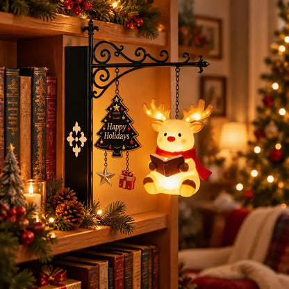 🎅💡Dekoratív, megvilágított karácsonyi témájú könyvespolc dísz