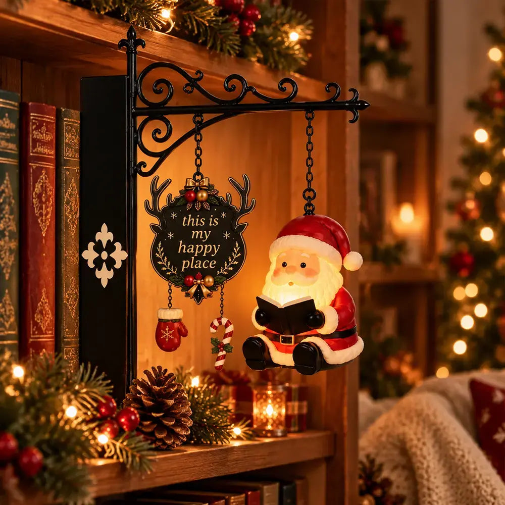 🎅💡Dekoratív, megvilágított karácsonyi témájú könyvespolc dísz