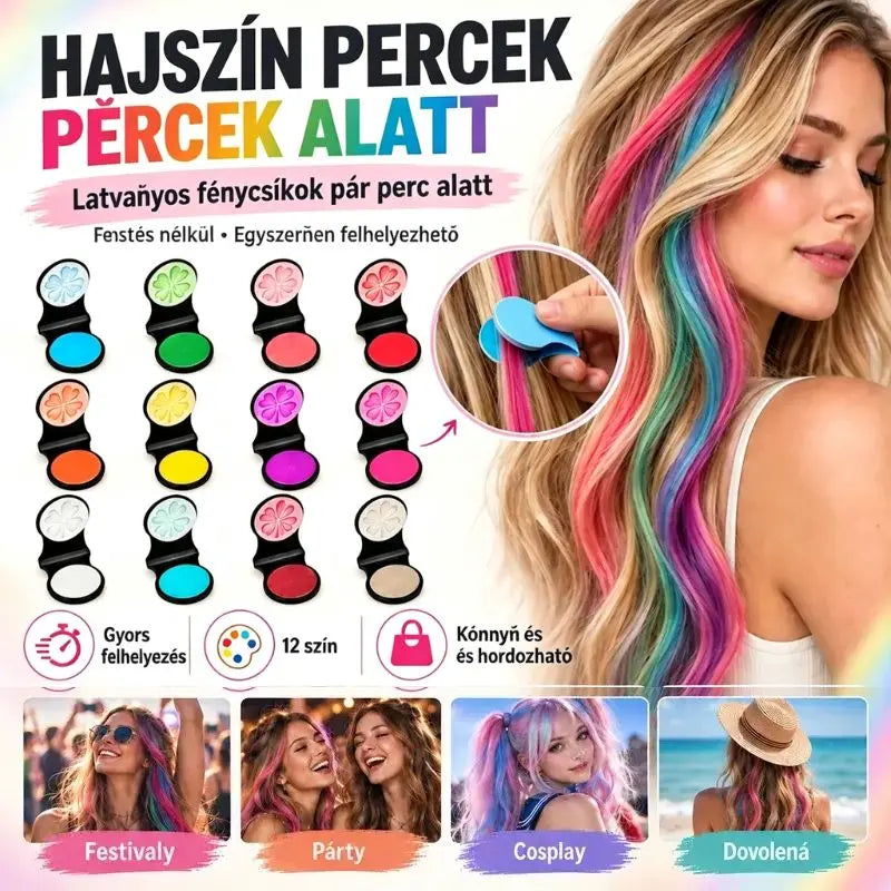🌈🪮 Kompakt púderes hajfesték 12 árnyalatban a gyors hajfestéshez
