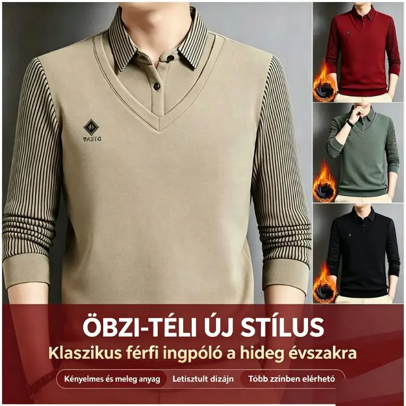 🔥👔【M-4XL】Férfi prémium kasmír kétrészes ing szett
