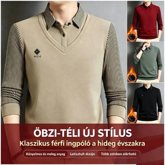 🔥👔【M-4XL】Férfi prémium kasmír kétrészes ing szett