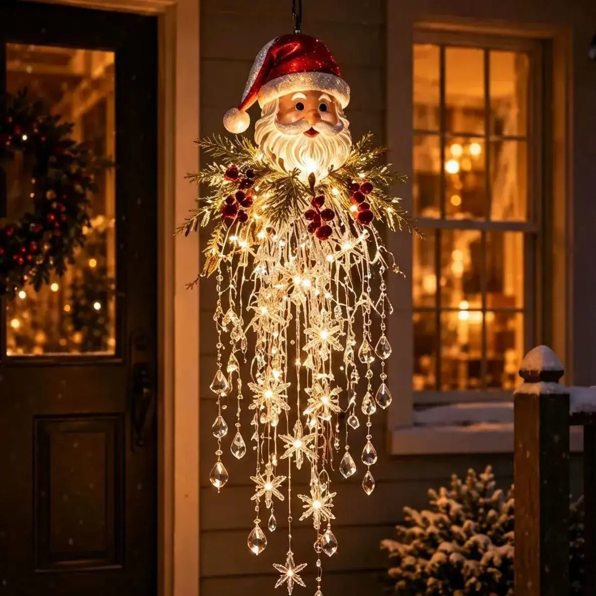 🔥 MA 50% KEDVEZMÉNY 🎅 Karácsonyi függő hópehely és kristály LED fény | Varázslatos ragyogás a verandára ✨