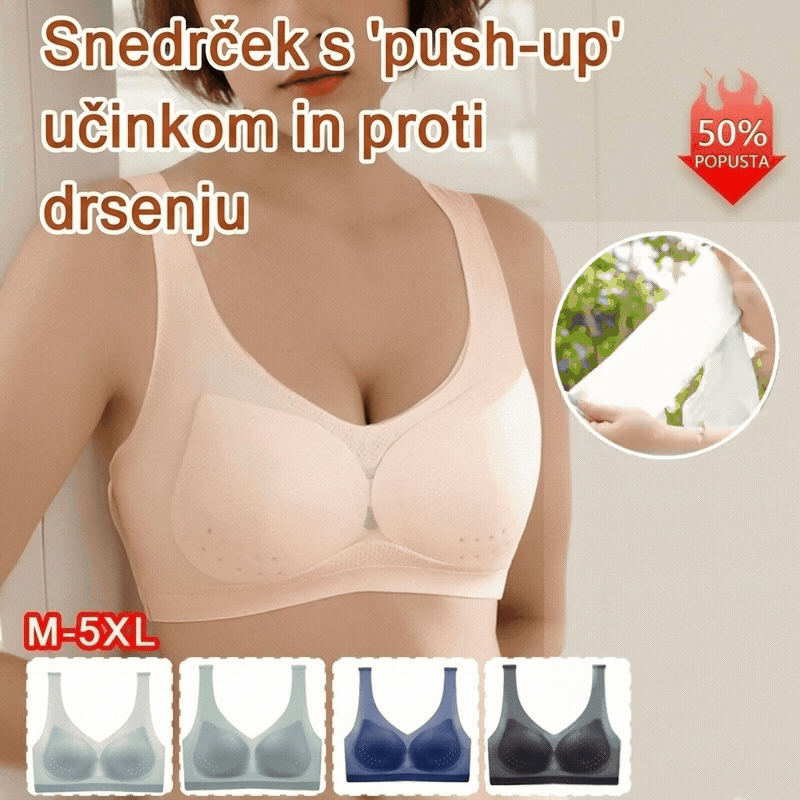 【3 dobite】【40–120 kg】2026 Brezšivni push-up modrček iz ledene svile