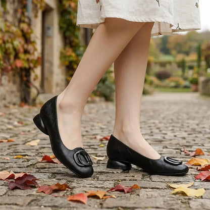 ⭐👡Női francia retró lapos szárú Mary Jane cipő - kerek orrú és mélyen dekoltált - retró stílusú, kényelmes és mindennapi viseletre