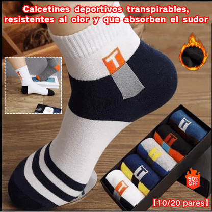 🧦【10 pár】Lélegző, szagálló és izzadságelnyelő sportzokni férfiaknak