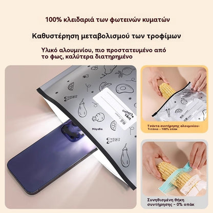 🥩【30/60/90 τεμάχια】Σφραγισμένη σακούλα διατήρησης της φρεσκάδας από αλουμινόχαρτο με φερμουάρ για οικιακή χρήση σε ψυγεία τροφίμων