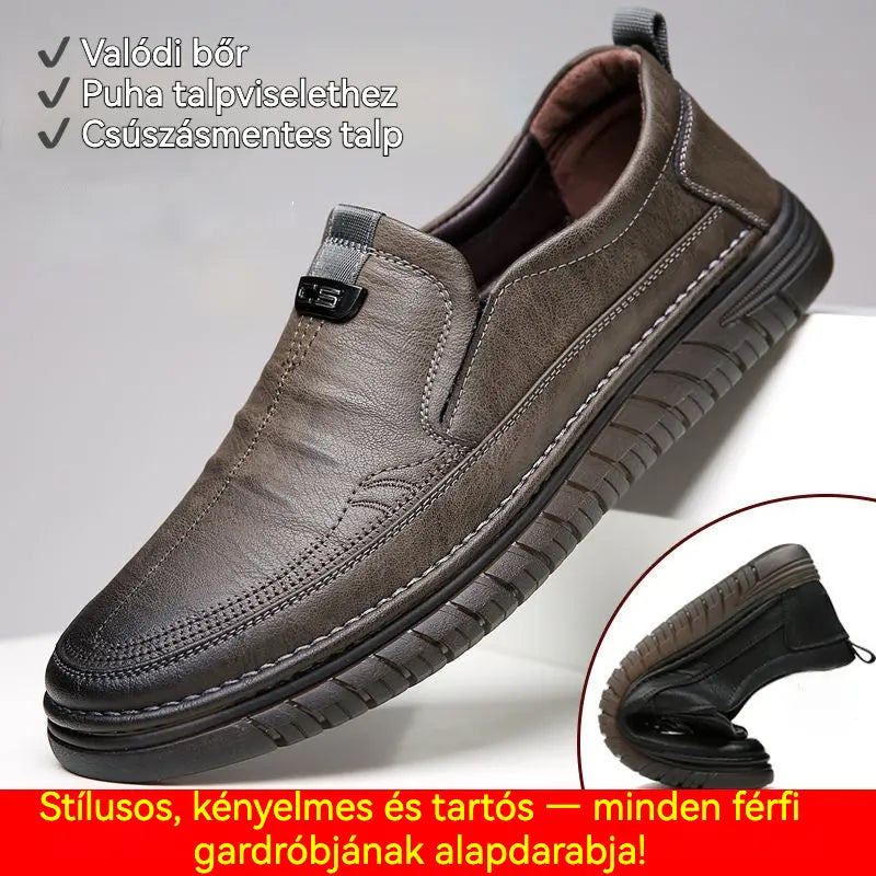 👞【Új őszi/téli stílus】Férfi bőrcipő puha talppal és csúszásgátló talppal, valódi bőrből