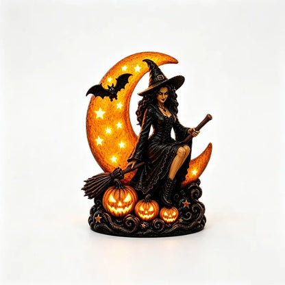 🎃🔮 Čarodejnica a lampa splnu – Dekoratívna gotická socha, ideálny darček 🌙 🎃