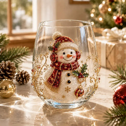 🎄🧑3D vianočný sklenený pohár I Luxusné sviatočné sklo na nápoje, dekorácie a vianočné darčeky.