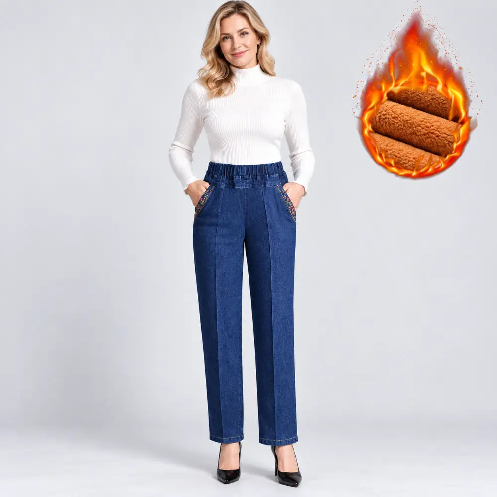 ❄️👖Meleg béléses női egyenes szárú farmer! 🔥