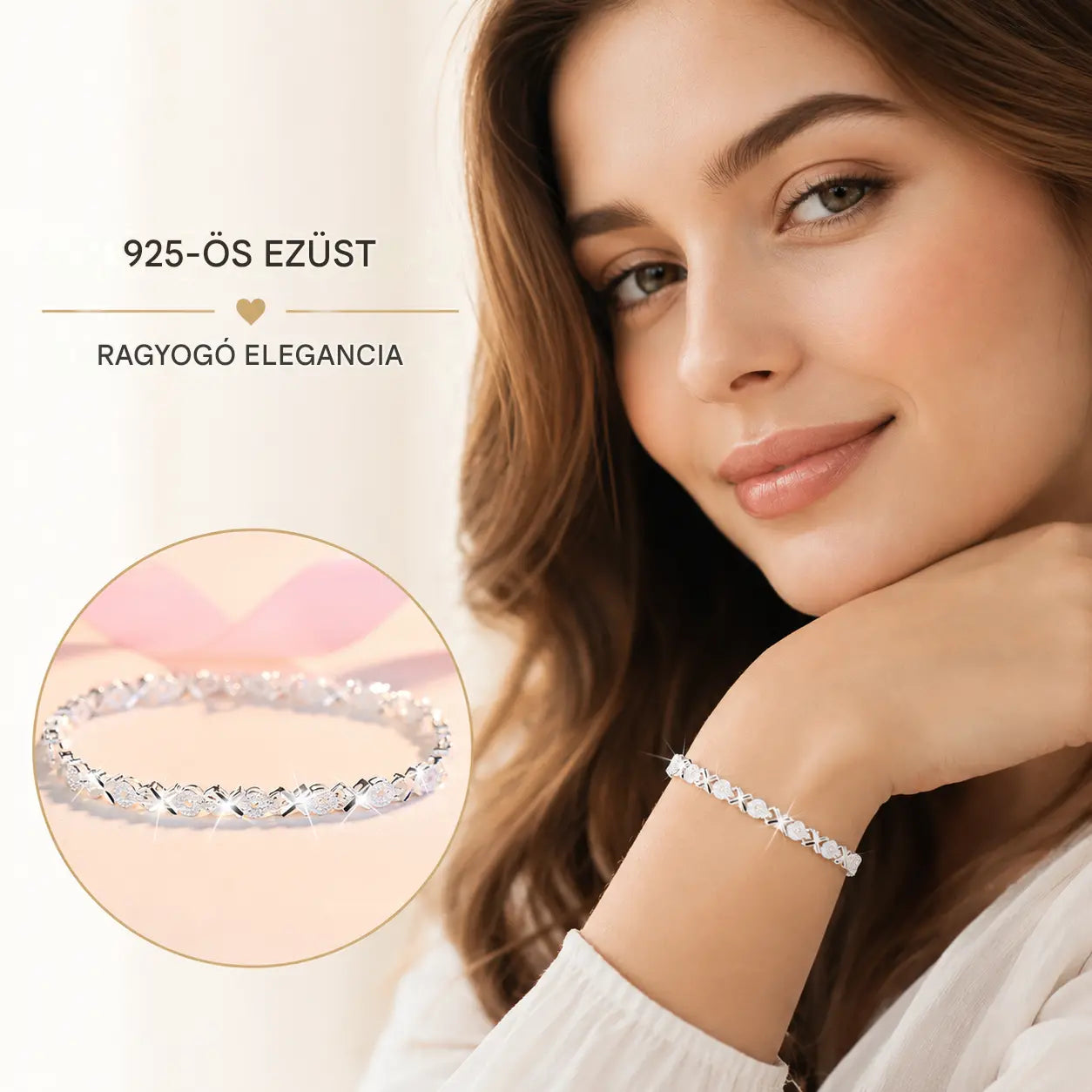 ✨2 darab 9300 Ft💖Új divatos 925 sterling ezüst női karkötő🍀