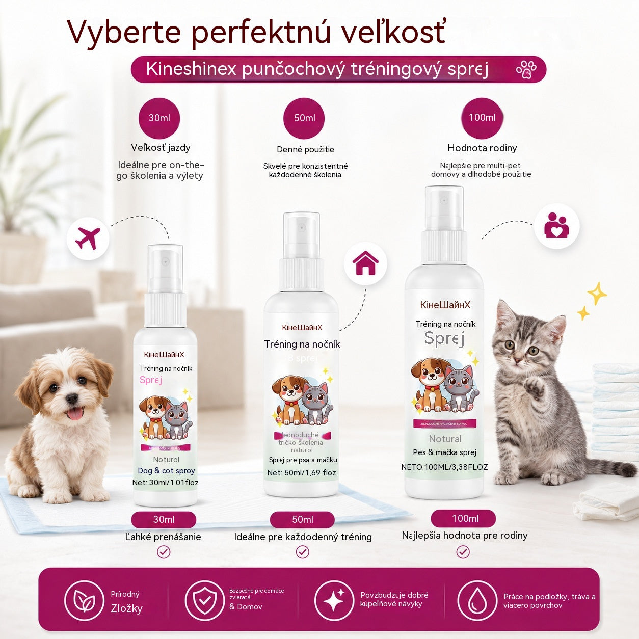 🐶🐱 Sprej na výcvik čistoty pro psy a kočky – podporuje výcvik čistoty ✨
