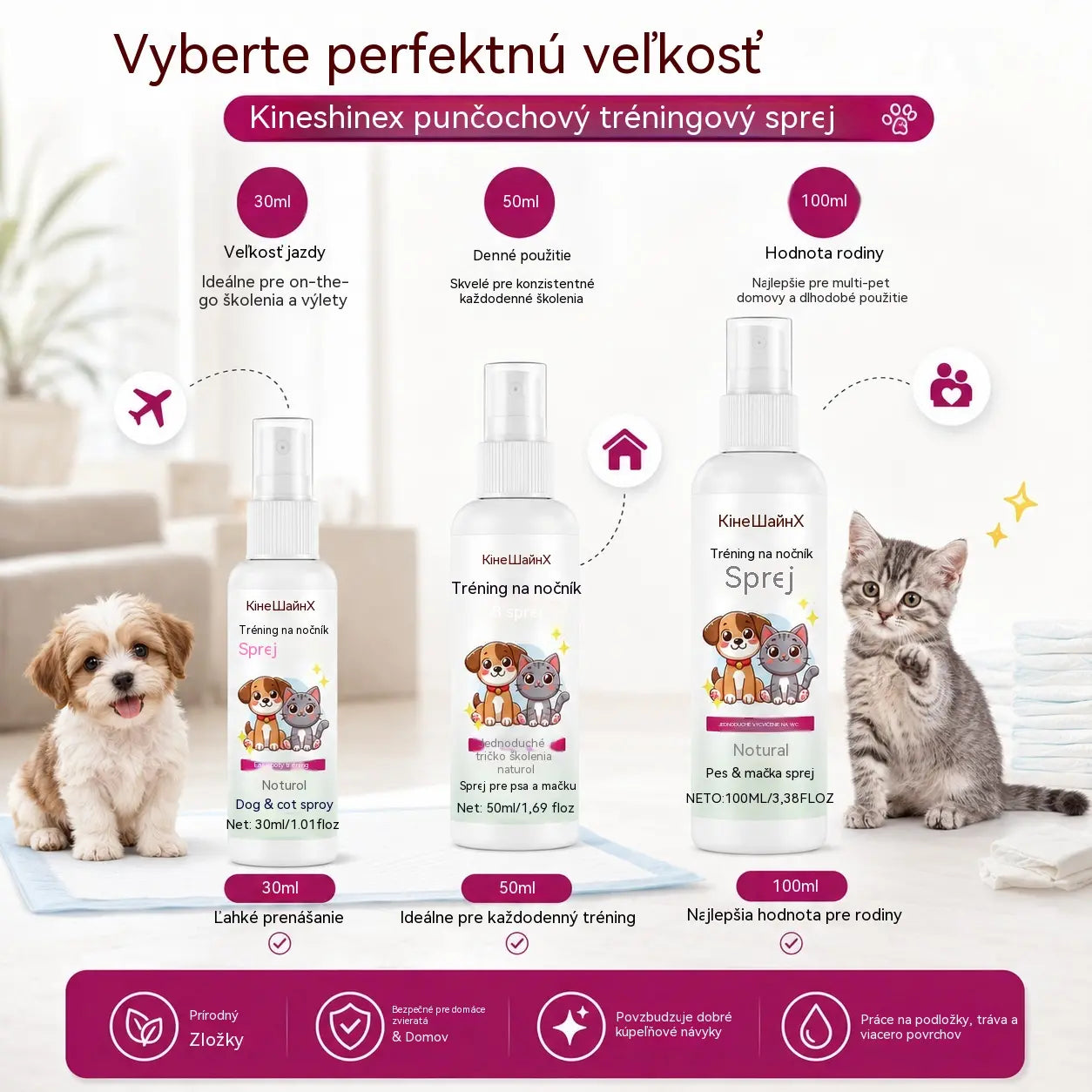 🐶🐱 Sprej na výcvik čistoty pro psy a kočky – podporuje výcvik čistoty ✨