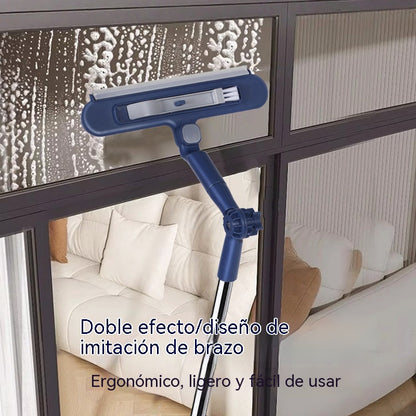 🧼✨ Limpiacristales 2 en 1 de doble cara con mango extensible para limpiar cristales en edificios altos.