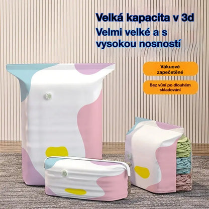 【Sada 5 kusů】 Velký, stlačitelný vakuový úložný sáček: není potřeba pumpička, nepropustný a ideální pro úsporu místa v kufrech i doma