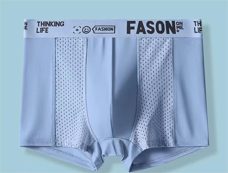 ⏰⏰【6 kusů】Nový styl, pohodlné a prodyšné, síťované, ledové hedvábné boxerky velké velikosti