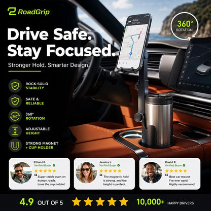 🧲Soporte para teléfono móvil para portavasos de coche: ajustable 360°, imán N52 potente, manejo con una sola mano, compatible con todos los teléfonos, modelos magnéticos y de sujeción estables para una conducción segura.